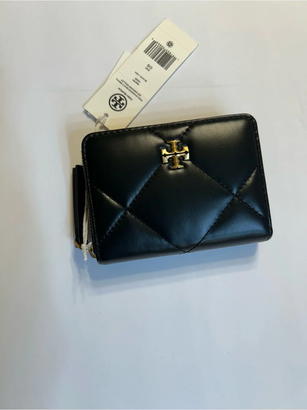 NWT Tory Burch Small Kira Diamond Quilt Leather Zip Around Wallet